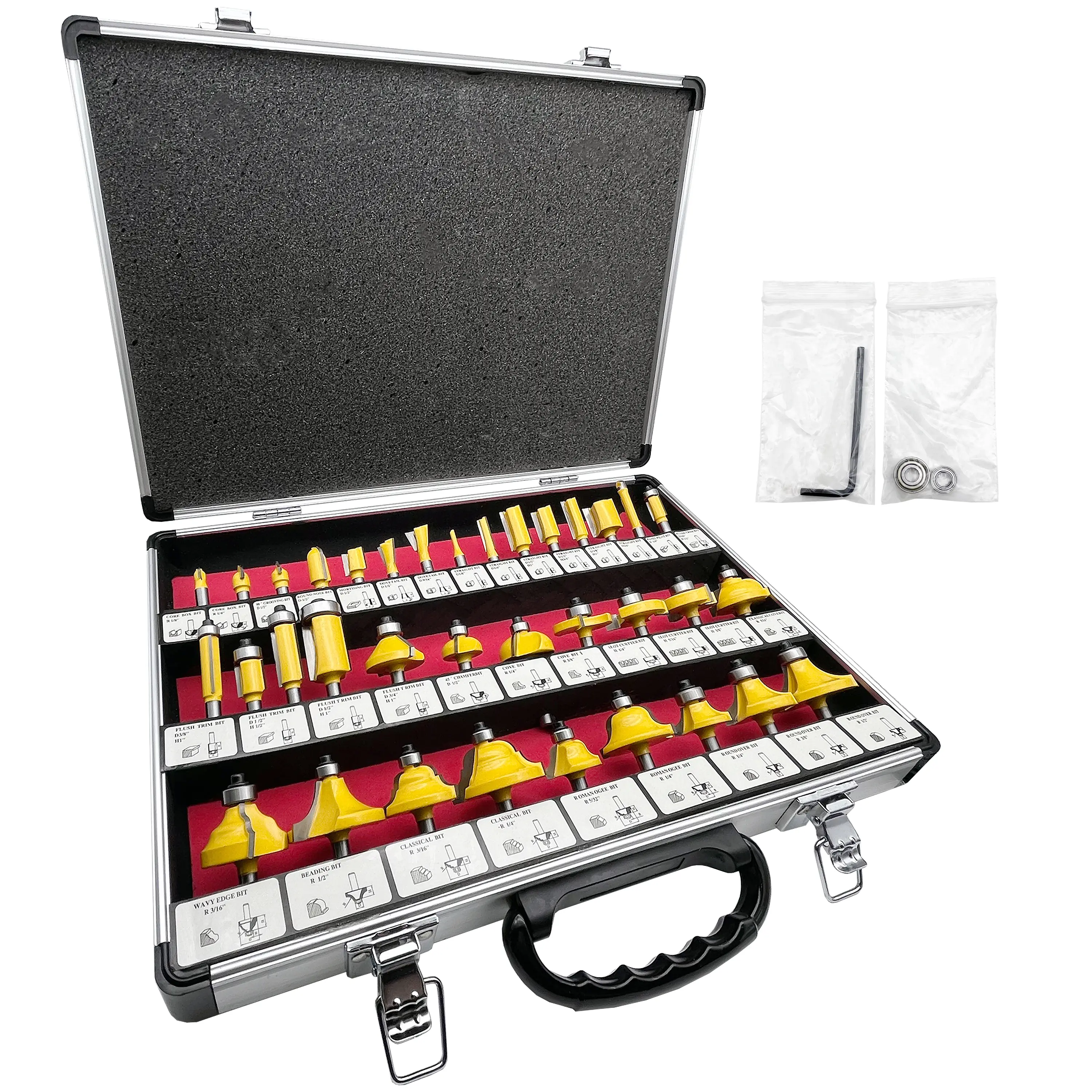 LU&MN Carbide Tipped Router Bit Set ( 35 PCS) with 1/4" Shank Wood Milling Saw Cutter, Multi-Purpose (Woodworking Tools for Home Improvement and DIY) Cutting Carpentry Bits