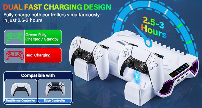 PS5 Cooling Station Charging Base with Upgraded Touch Screen for Standard/Slim/Pro, All-in-One Stand Compatible Disc/Digital, Dual Controller Charger,3-Level Cooling Fan, 3 USB Hub, Best Christmas Gift for Gamers