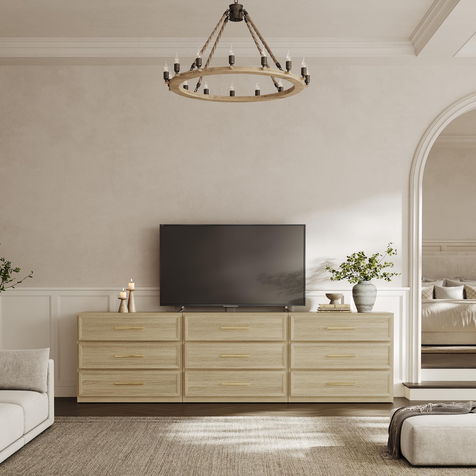 SICOTAS Night Stand Oversized Extra Large Nightstand Tall Bedside Side Table with 3 Drawers with Storage Modern End Table with Golden Handles Night Stands for Bedroom Sofa Couch Office