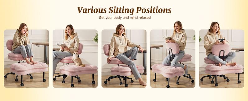 Raybee 360 Swivel Meditation Kneeling Chair with Wheels, ADHD Chair with Height Adjustable Seat for Relaxation Concentration, Cross Legged Office Chair, Pets-Friendly Home Office Furniture