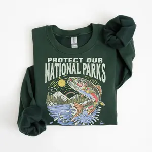 National parks Fish Sweatshirt, Nature Lover Gift Sweashirt, Camper Shirt, Hiking Shirt Granola Girl Clothing
