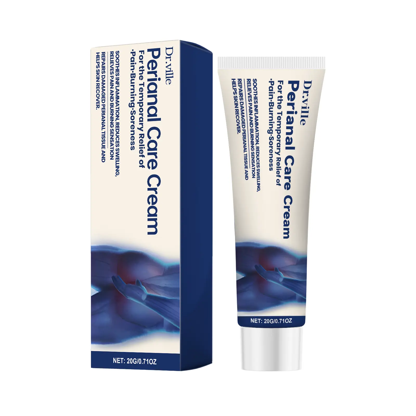 Dr.ville Anal Skin Comfort Cream - 20g-A, Natural Botanical Blend Moisturizer for Gentle Daily Evening Care, Soothing Refreshing Lightweight Non-Irritating Support for Sensitive Skin