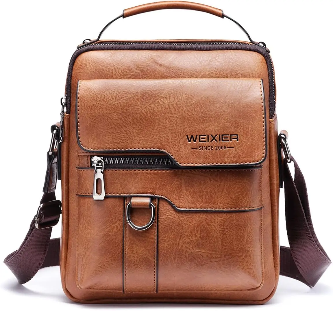 Zipper Buckle Leather Messenger Bag Crossbody Shoulder Bag Vintage Handle Bags| Zipper, Buckle, Leather, Vintage