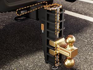 LOCAME Adjustable Trailer Hitch, Fits 2-Inch Receiver, 6-8Inch Drop/Rise Drop Hitch, 25,000 LBS GTW-Tow Hitch for Heavy Duty Truck, Solid Ball Mount, LC0076