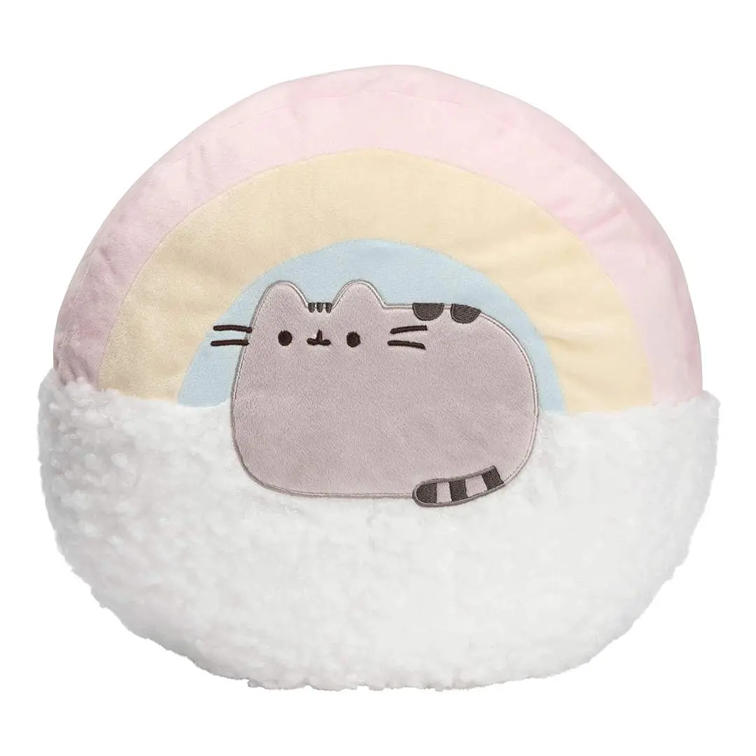 GUND Pusheen 13" Round Rainbow Pillow - Soft Stuffed Animal, Cartoon Collectible Plush Toy