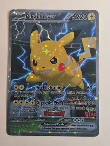 Custom Pikachu ex Full Art Card  Star Pattern Holo Glossy Finish - Fan Art Collectible - over 100+ Shop Options