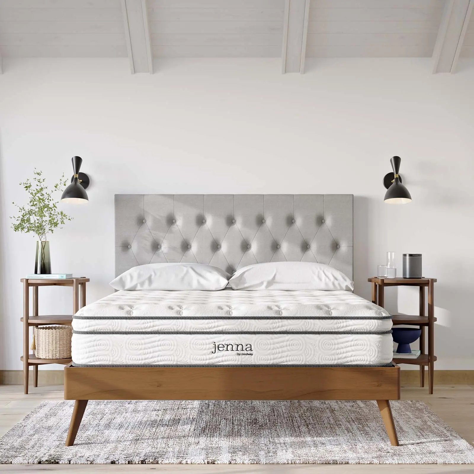 Modway Jenna 10" Firm Innerspring & Foam King Bed Mattress - Colchones King Size, Cooling Bedding for Bedroom Use with Foam Layers