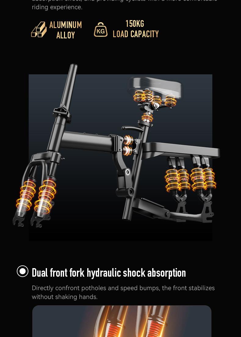 Electric Folding Bicycle 500W Motor 14-Inch Tires 48V 15Ah Battery 30-Mile Range Certified Shock Absorption Smart Urban Bike 1000W Peak Power 100KM Range Foldable with 16-Level Shock Absorption System Commuter Ebike Suspension Ebike Brakes Electric Folding Bicycle 500W Motor 14-Inch Tires 48V 15Ah Battery 30-Mile Range Certified Shock Absorption Smart Urban Bike 1000W Peak Power 100KM Range Foldable with 16-Level Shock Absorption System Commuter Ebike Suspension Ebike Brakes