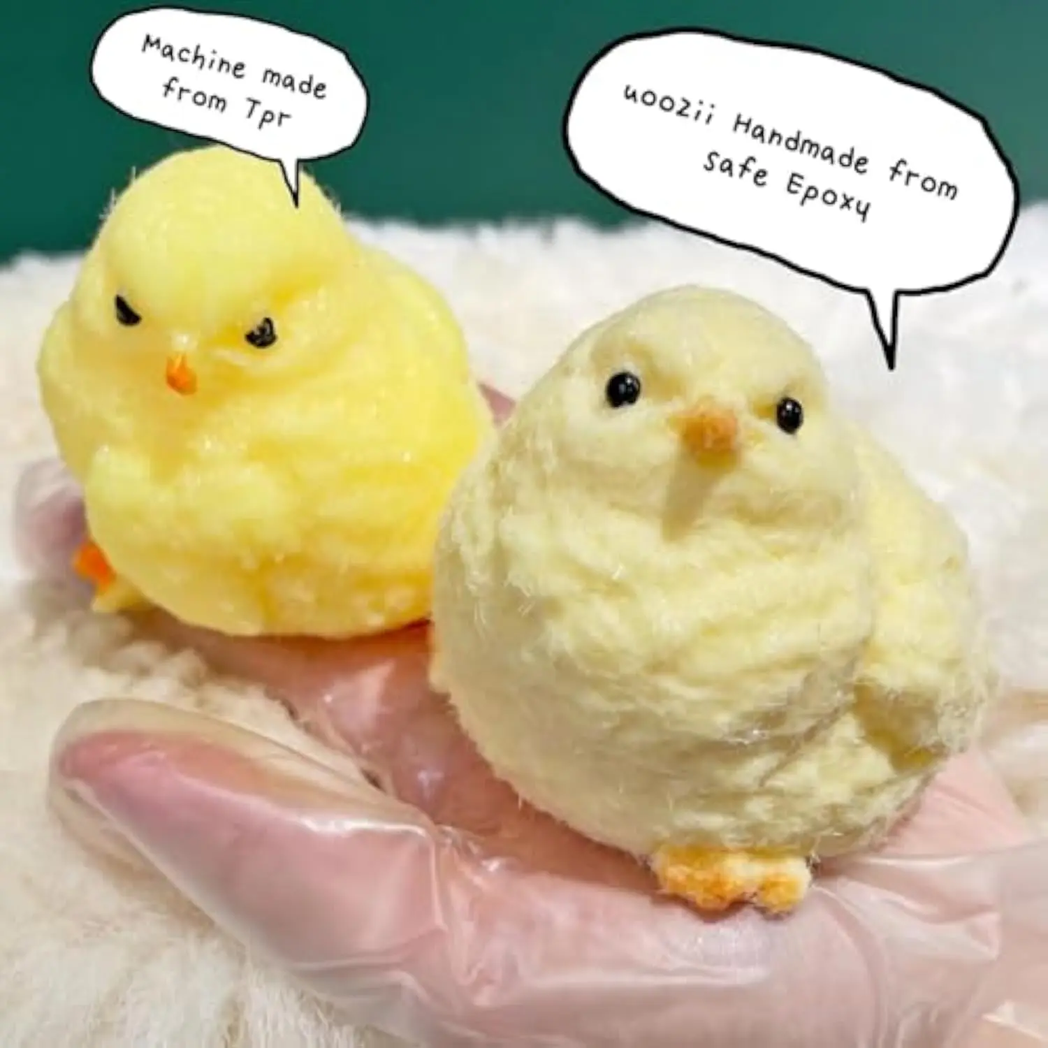 Handmade Chick Taba Squishy 2-Pack, Ultra Soft Silicone Squeeze Toy, Viral ASMR Stress Relief Desk Fidget Toy
