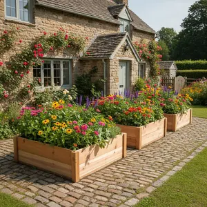 Space-Saving Cedar Raised Garden Bed – Wooden Garden Box for Flowers & Vegetable