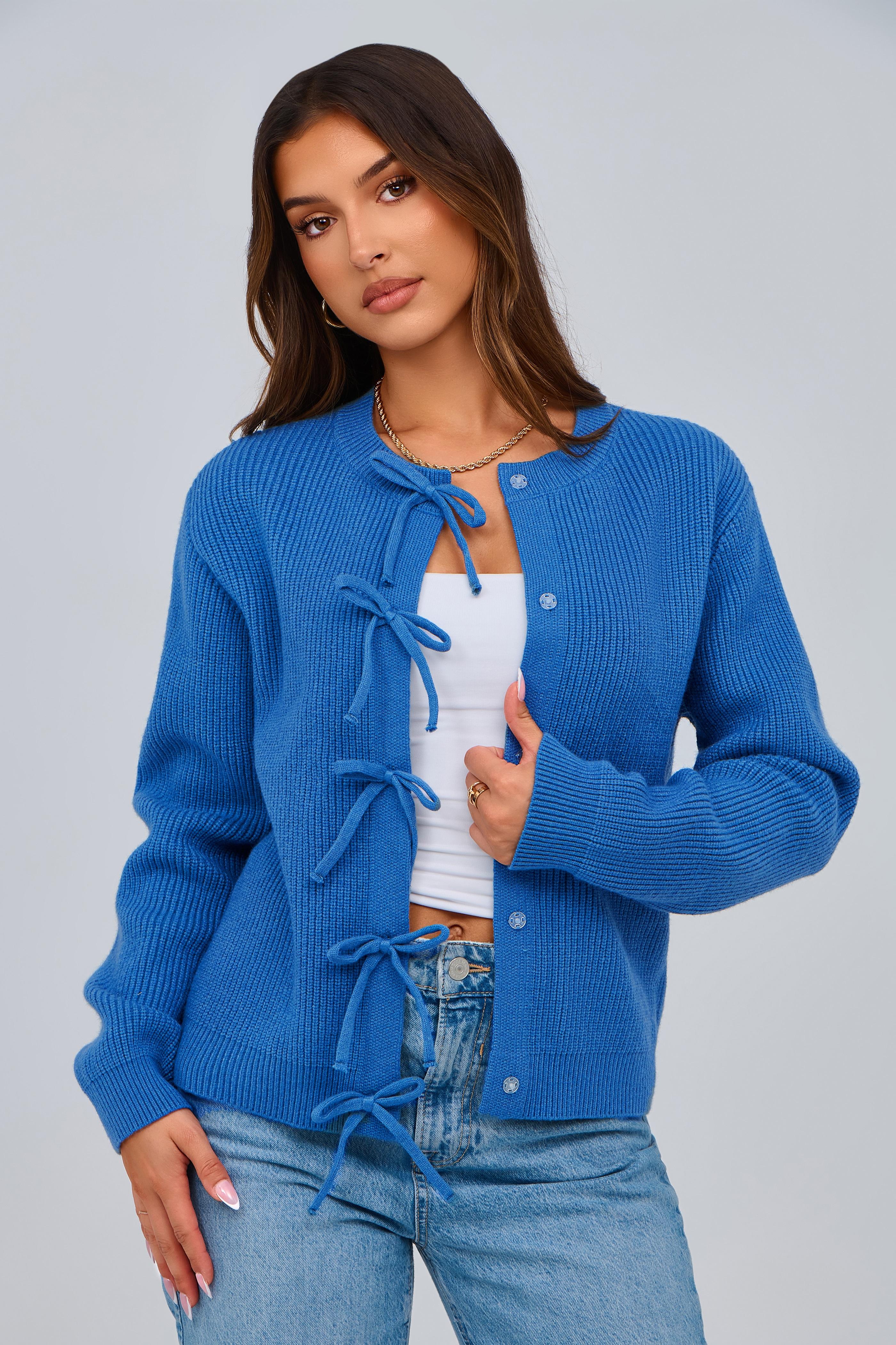 BTFBM Cardigan Sweaters for Women Trendy 2026 Fall Open Front Long Sleeve Button Down Bow Knot Cropped Lady Jacket