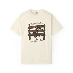 Funny Goat Shirt Its Fine Im Fine Everything’s Fine Farm Life Graphic Tee
