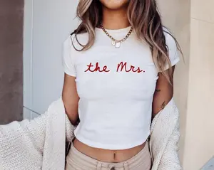 The MRS Baby Tee, Custom Bride Baby Tee, Wedding Gift for Her, Newlywed Bridal Shower Gift, Honeymoon Bachelorette Y2k 90s Style Baby Tee