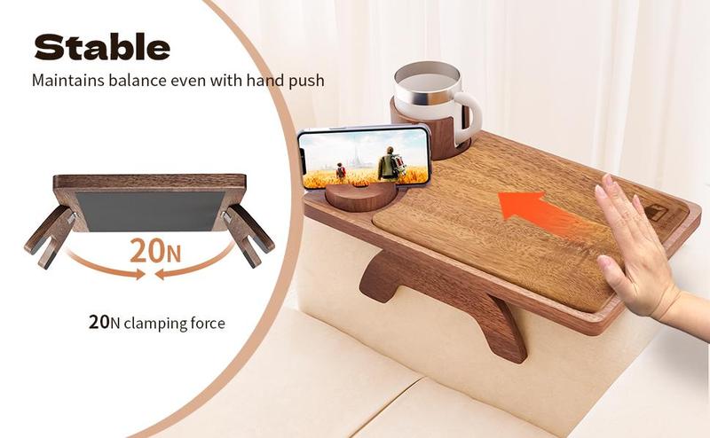 【NewYear2026】2-in-1 Sofa Arm Table Charcuterie Board | Acacia Wood | Tray Space-Saving for Home Office TV Snacks Gifts Anti-Slip & Scratch