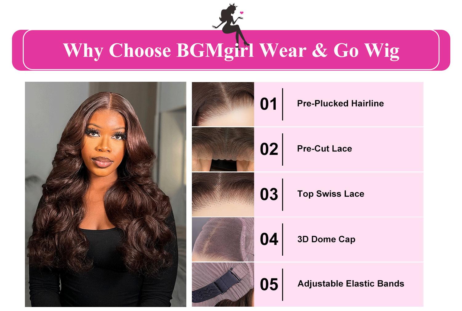 [New In] BGMgirl Layered Cut Natural Black Chocolate Brown #4 Body Wave Wear Go Wig Upgraded 7*5 Lace Closure 180% Glueless Color Wig Human Hair Wig TikTokShopfalldealsforyou TikTokShopBlackFriday SpringStatements