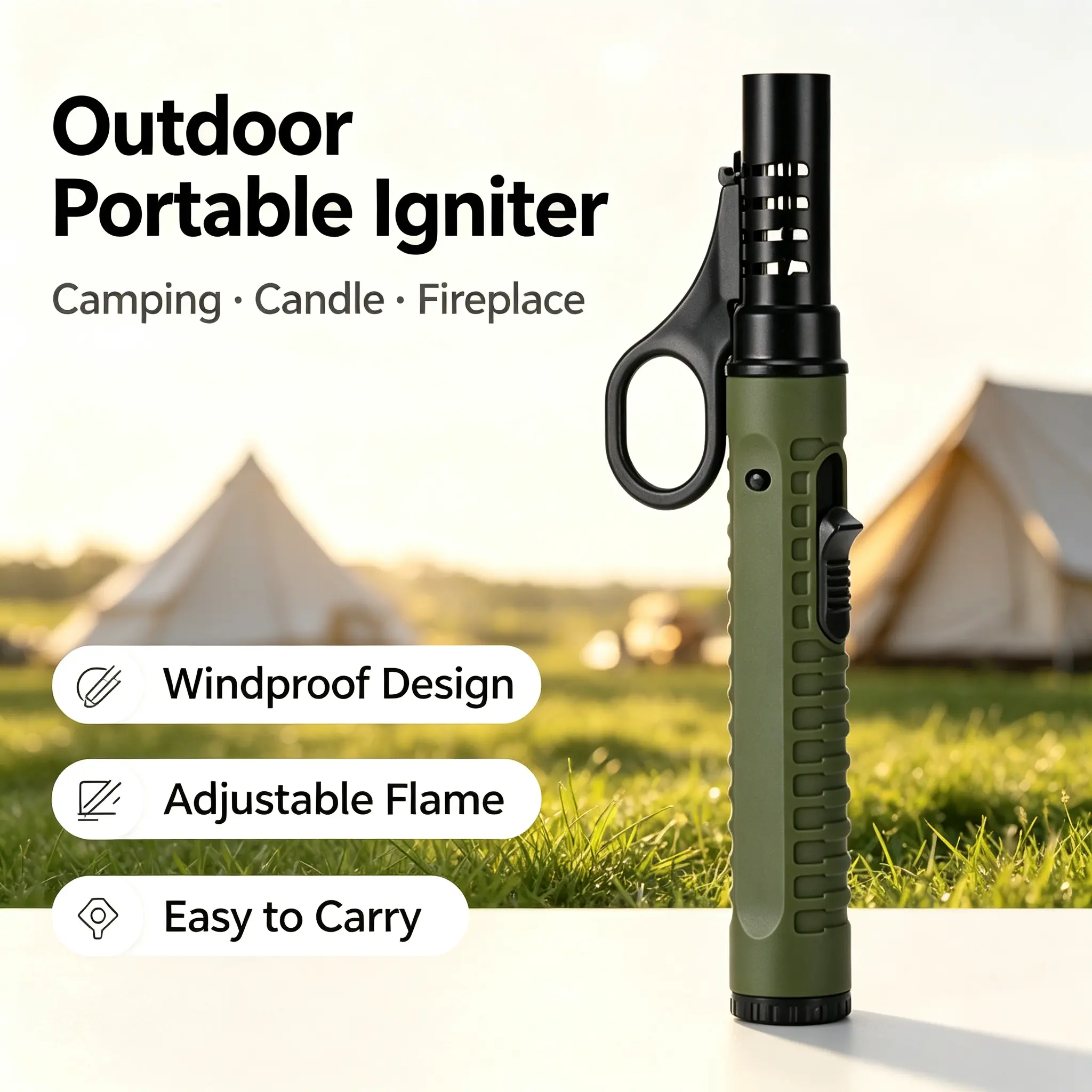 (Excluding butane) Outdoor portable lighters, windproof lighters, handheld lighters, adjustable flame, suitable for camping and barbecuing high temperature spray gun lighter