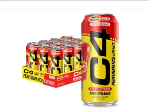 Cellucor C4 Energy Drink Cherry, Carbonated Sugar Free Pre Workout Performance Drink with no Artificial Colors or Dyes, 16 Oz, Pack of 12