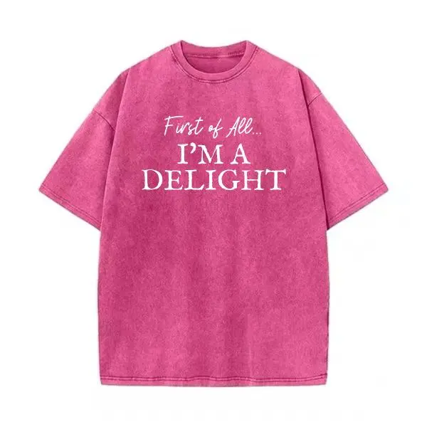 Washed Cotton Tee-Fuchsia