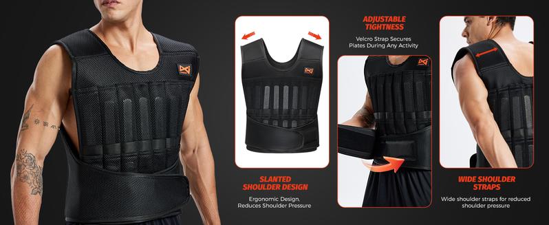 LEKÄRO  Adjustable Weighted Vest Set for Men Women with 44lbs Total Weight Ergonomic Design for Workout Strength Training Running Fitness