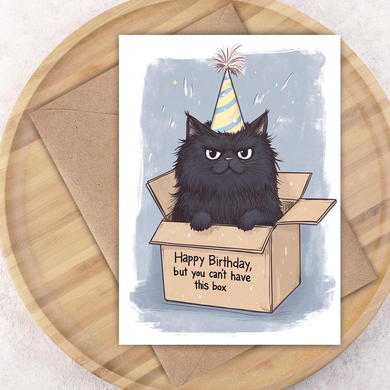 Black Cat Birthday Card for Animal Lovers Funny Birthday Card Cat Themed Gift Cute Cat Pet Greetings Cat in a Box Sarcastic Funny Cat Card