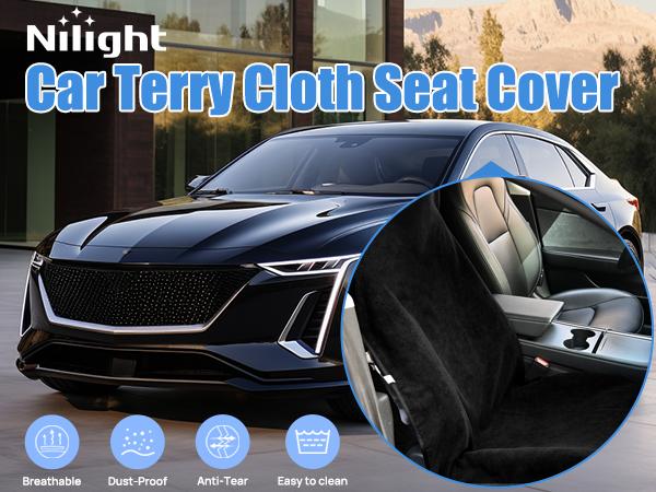 Nilight Car Seat Cover Black Terry Fabric Water and Sweat Absorbent Ideal for Running Gym Workouts Beach Swimming and Hiking Suitable for Cars Truck SUV
