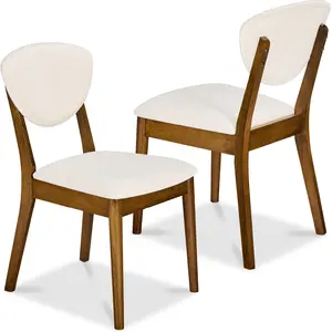 Best Choice Products 2-Piece Mid-Century Modern Wood & Upholstered Dining Chair Set