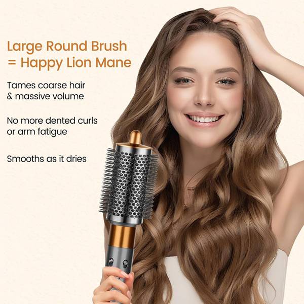 Hairdryer Attachment Set for Dyson Styling Tools - Includes Pre-Styling Paddle Brush & Round Volumising Barrel - Heat Resistant PA66 Material Hair Care Salon Handle