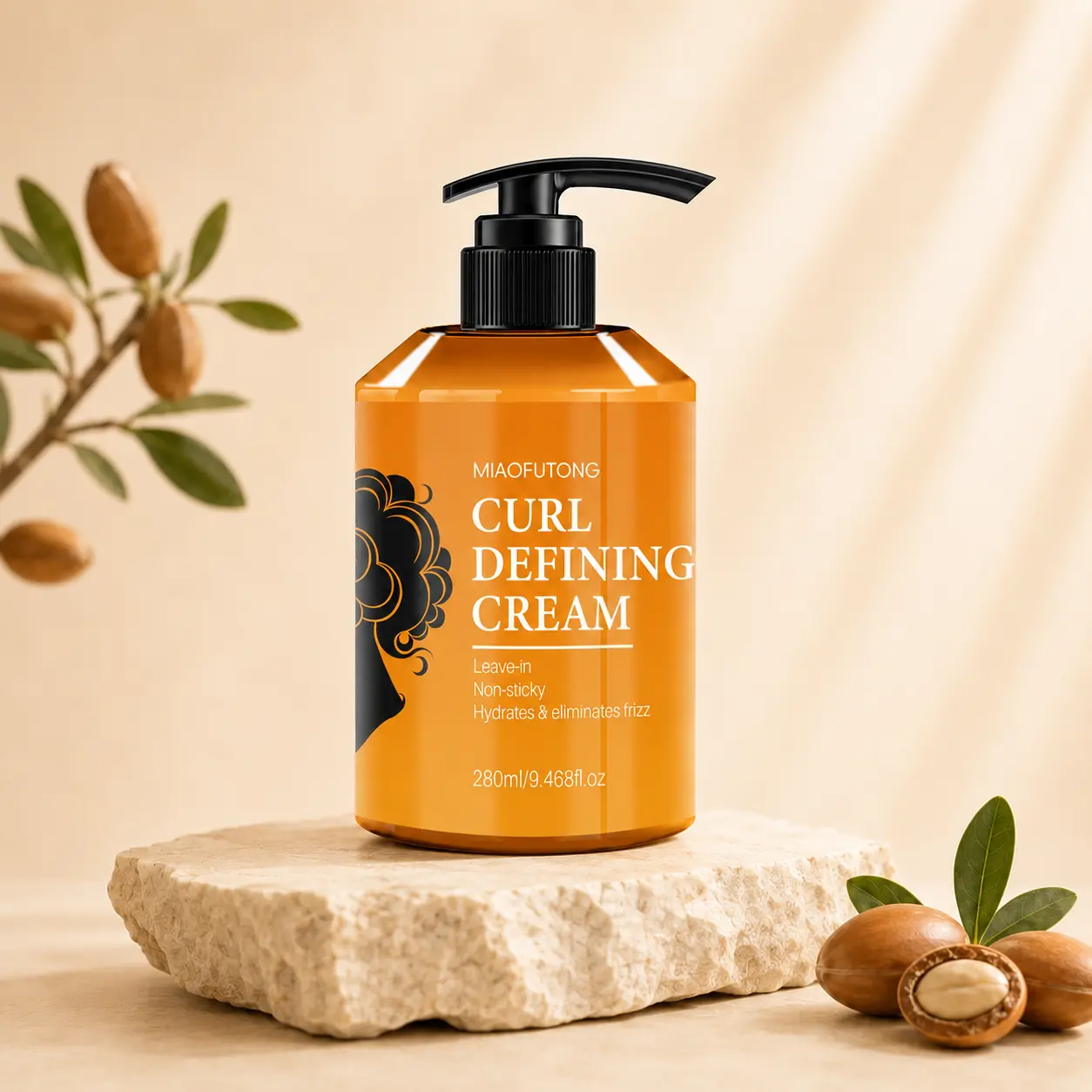 Curl Defining Cream (280ml) - Textured Hair Care Moisturizer for Wavy & Curly Hair, Tames Frizz & Dullness, Hydrating, Lightweight Hold, Reduces Static, Soft Bouncy Natural Curls Styling Gel