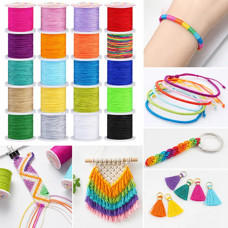 20 Rolls Flexible Colored Elastic Beading Cords - Nylon Chinese Knotting Thread for Bracelets, Jewelry Making Supplies, Beading Accessories, DIY Jewelry Accessories, Wrapping, Elastic String For Bracelets