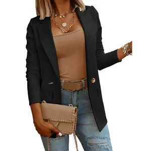 Cicy Bell Womens Casual Long Sleeve Blazers Solid Color Knit Blazer Work Office Open Front Blazer Jacket