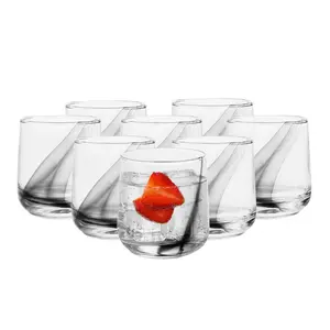 Libbey Ascent Black Ribbon Rocks Glasses, 13 ounce, Set of 8