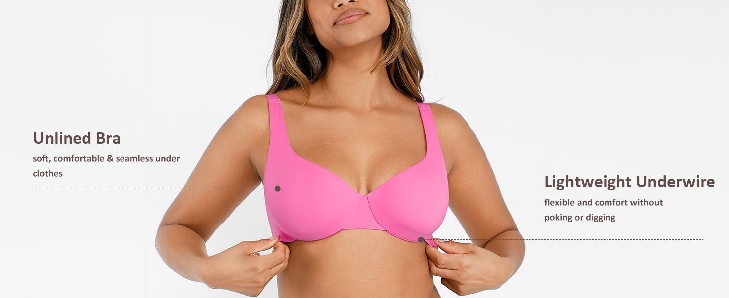 FeelinGirl FeelSoft Minimizer Bras for Women Comfort Underwire Balconette Bras Plus Size Full Coverage No Padded Seamless Everyday Bras Womenswear Comfortable Springtok