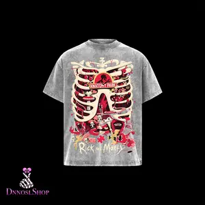 Dark Anatomy Skeleton Graphic T-Shirt Vintage Wash Streetwear Horror Cartoon Skeleton Tee Gothic Alternative Fashion Shirt