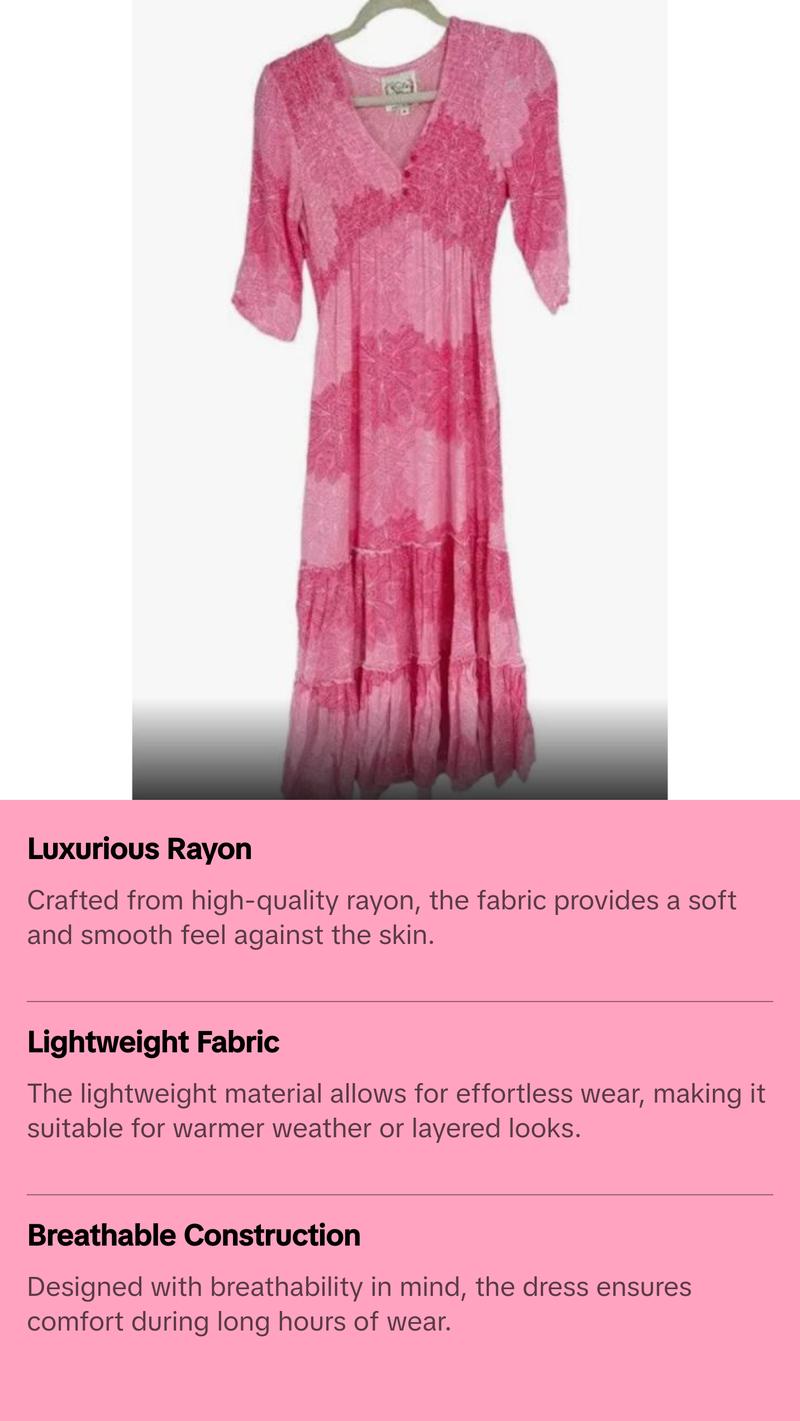 Anthropologie Sunday Mi Amore Pretty in Pink Midi Dress Breathable Casual Comfortable Fabric Lightweight Womenswear Elegant Style Women Formal Rayon Underwear Lady Anthropologie Sunday Mi Amore Pretty in Pink Midi Dress Breathable Casual Comfortable Fabric Lightweight Womenswear Elegant Style Women Formal Rayon Underwear Lady