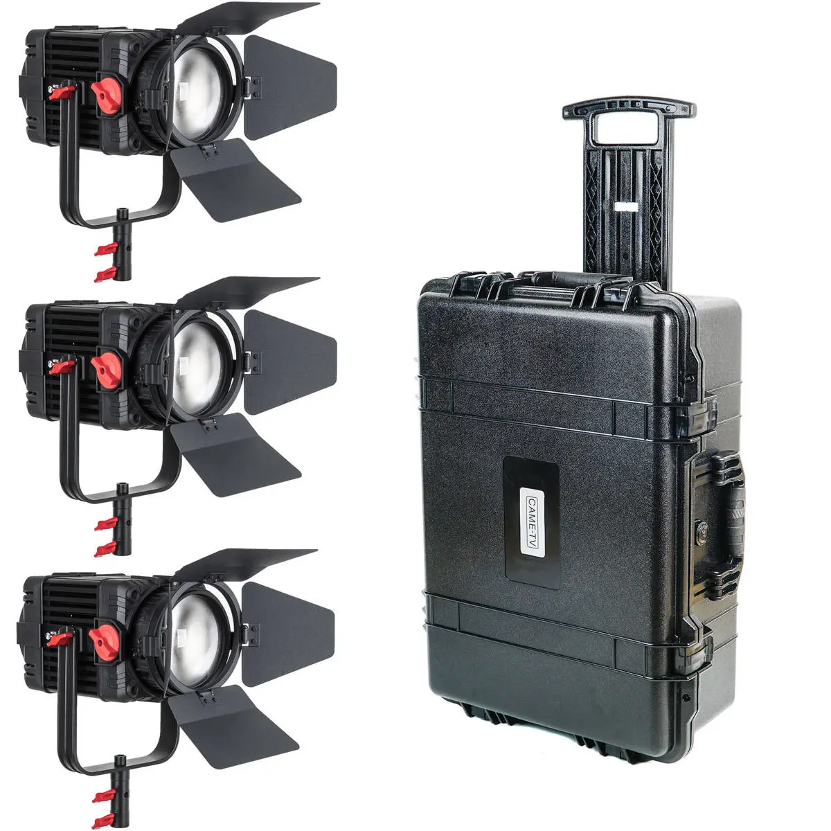 Came-TV Boltzen F-150S 150W Focusable Bi-Color Fresnel LED 3-Light Kit with Adjustable Lens, Barn Doors for Camera Video Gear Accessories