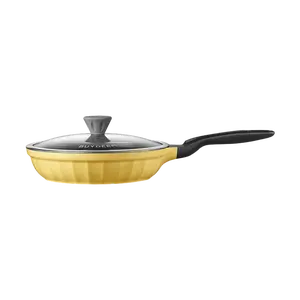 BUYDEEM Nonstick Frying Pan with Glass Lid, 10-inch (26cm) Crepe Pan for Pancakes, Eggs, Steak, Frying, Stir-frying, Induction Compatible, Goose Yellow CP151