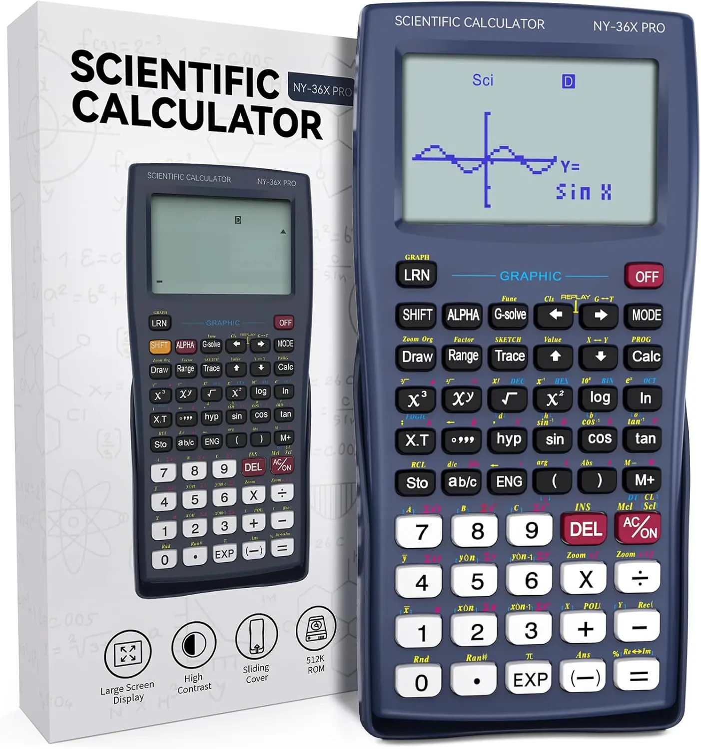 【Back To School】NEWYES AC0501 Graphing Scientific Calculators, 36X Pro Office Calculators for High School with 360 Functions Financial Calculator Desktop, 3-in 14 Digit Display Office Supplies for Student Teacher Engineer （Blue）