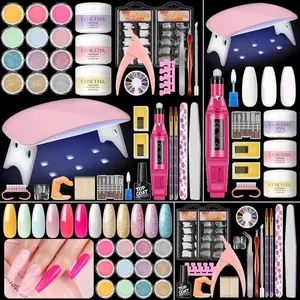 Valentine's Day Acrylic Nail Kit for Beginners with Everything Nails Kit Acrylic Set with Drill and U V Light Professional Glitter Powder Decorations Rhinstones DIY Gifts for Women