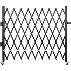 VEVOR Single Folding Security Gate,  , 7\' H x 6-1/2\' W Folding Door Gate, Steel Accordion Security Gate, Flexible Expanding Security Gate, 360° Rolling Barricade Gate, Scissor Gate/Door with Padlock