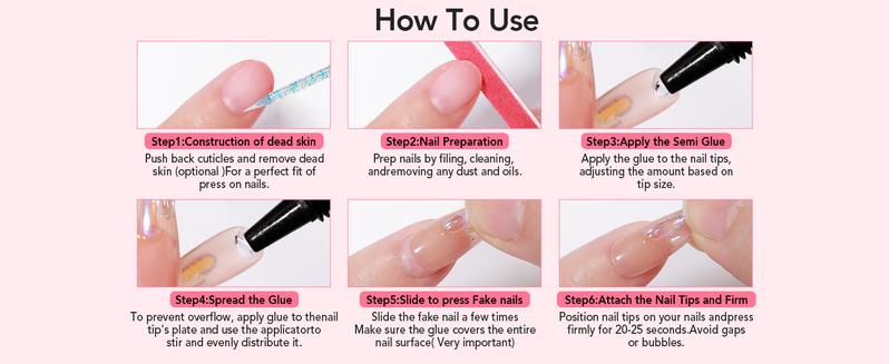 Wearable Nails ，10g Upgraded Super Strong Semi-Solid Tube Xiaomi Glue, Quick-Drying Patch Glue, No Whitening, No UV Light Required, Durable, with Decoupling Solution Set