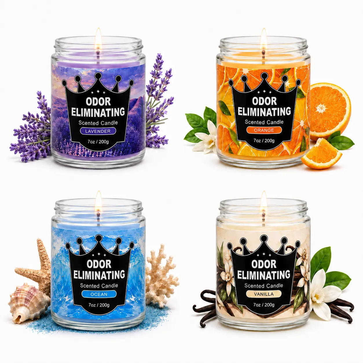 4Pack Of Scented Candles, 7 OZ Pack Of 4, 200 Hours Burning 4 Scents, Soy Wax Glass  Candles, Strongly Scented Candles Gift Set For Ladies Birthday, Mother'S Day, Christmas, Valentine'S Day, Etc.