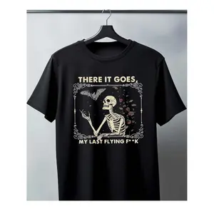Soft &Comfortable mens black pure cotton t shirt skeleton sarcasm graphic design black -1
