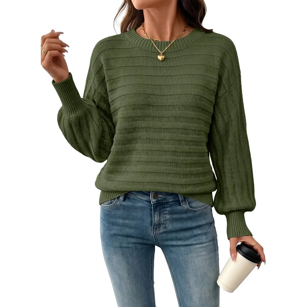 Dokotoo Women's  Boat Neck Batwing Sleeve Textured Knit Sweater Long Sleeve Tops Off The Shoulder Sweater