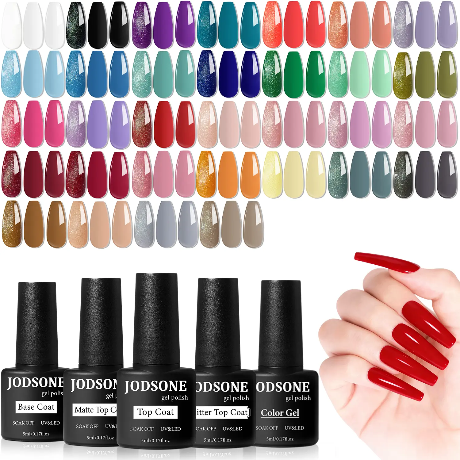 JODSONE Gel Nail Polish Kit - 35-Piece Long-Lasting Soak-Off Manicure Set, 32 Color Bottles, Base Coat, Matte & Glossy Top Coats, Cosmetic Beauty Products for Nail Tech Supplies, Soak Off Gel, Daily, Nail Day