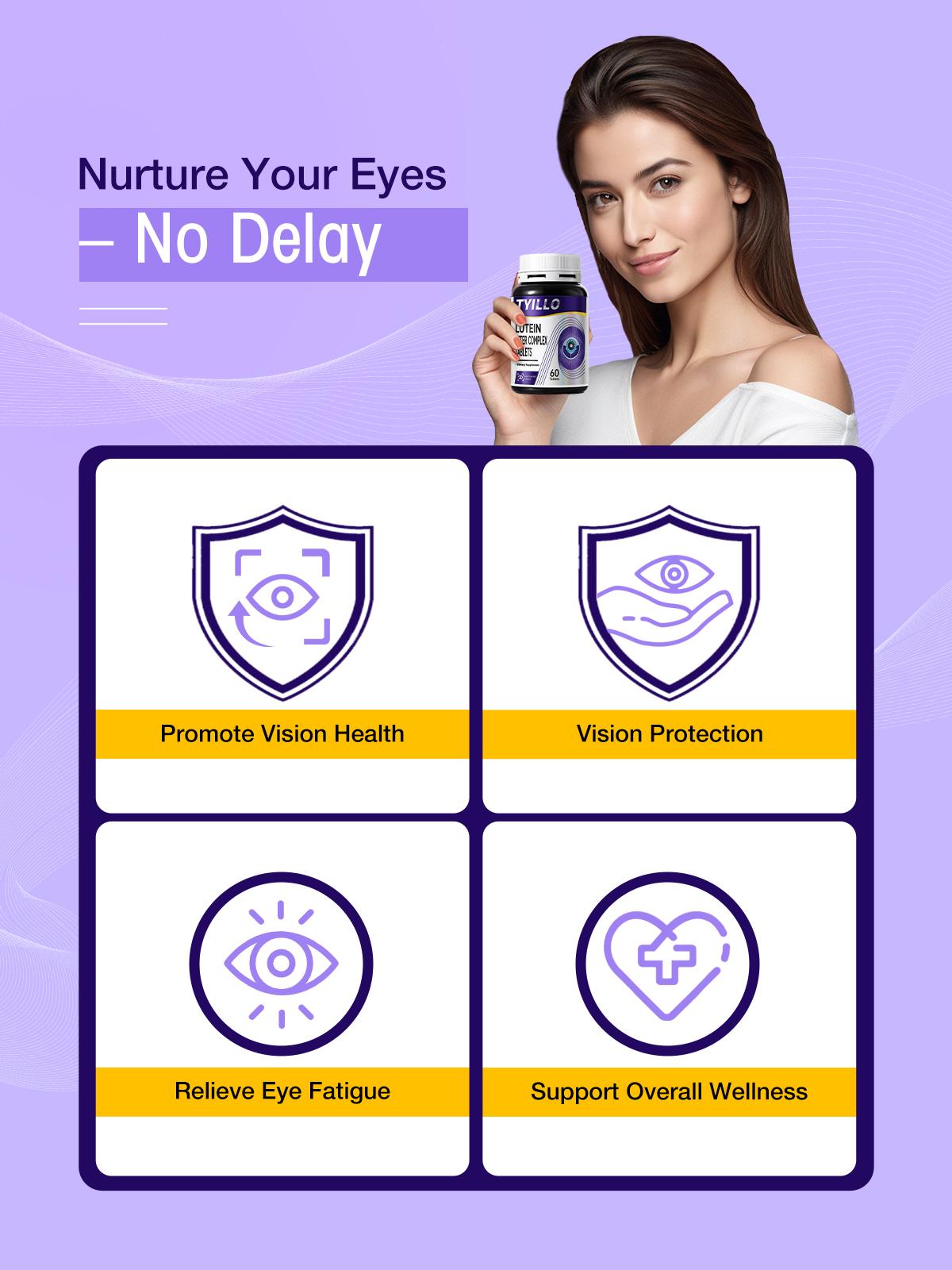 Tyillo Blueberry Lutein Ester Complex Tablets,tosupport eye health,Nutrition & Weliness,Relieve eye discomfort,Protecting eye health,Moisturize Eyes,preservation of eyesight,Suitable for teachers and white-collar workers-60 Tablets.