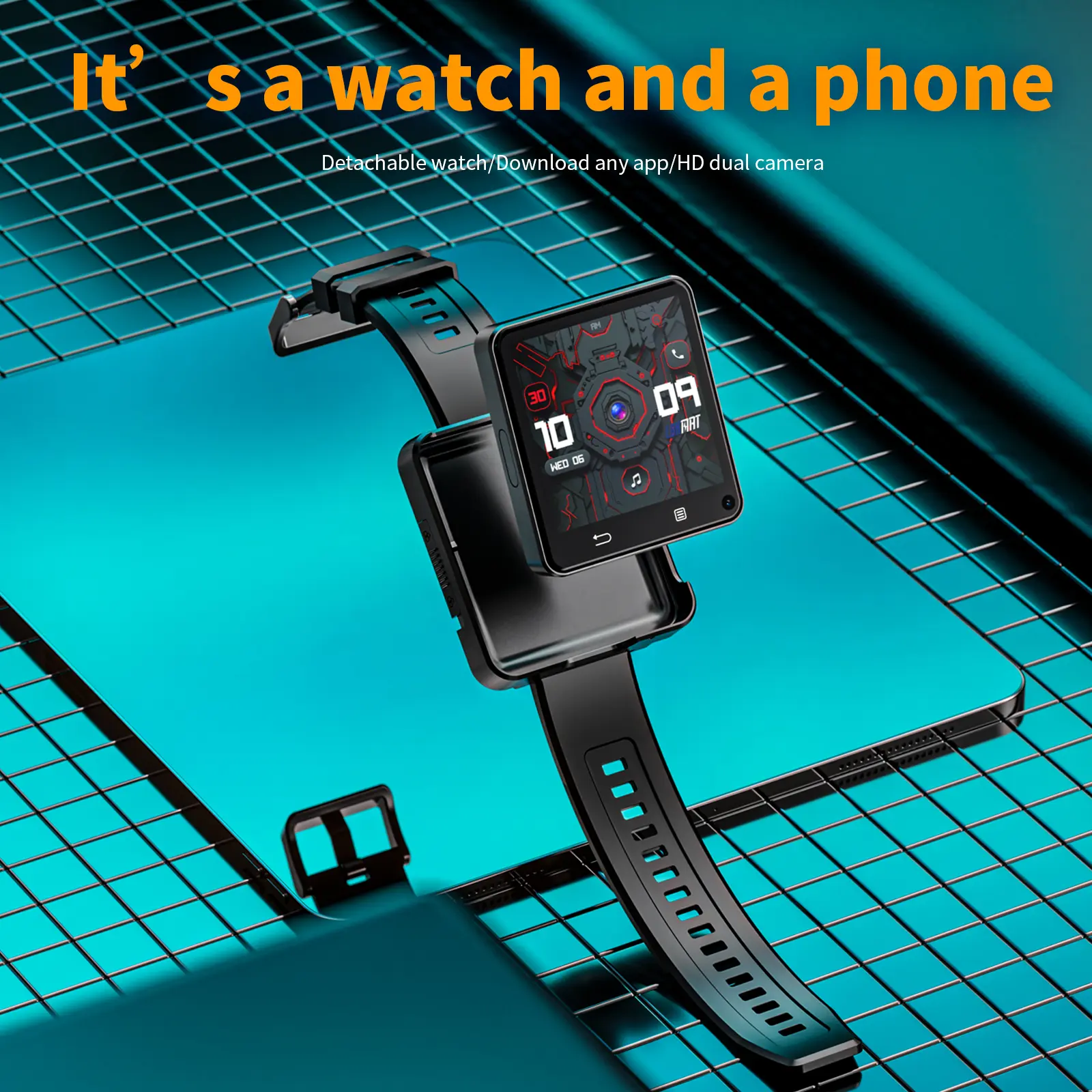 LOKMAT Smartwatch Android 11 System 64GB Storage Dual Camera Sim Card Support 2.64 Inch Large Screen GPS Real-Time Navigation Detachable Case Download Apps Video Call Recording Tack Photos Play Games, Wearable, Charging, Devices, Connection, Sports Tracki