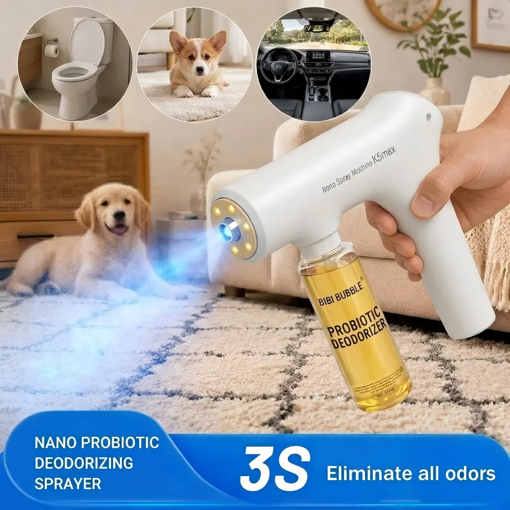 Nano Blue Light Probiotic Pet Deodorizer Spray - Floral Scent, Plant Extract Formula, Compound Bio-enzymes for Odor Removal, Bacteria Inhibition, Urine Decomposition, Home Care Air Freshener, Plant Extracts