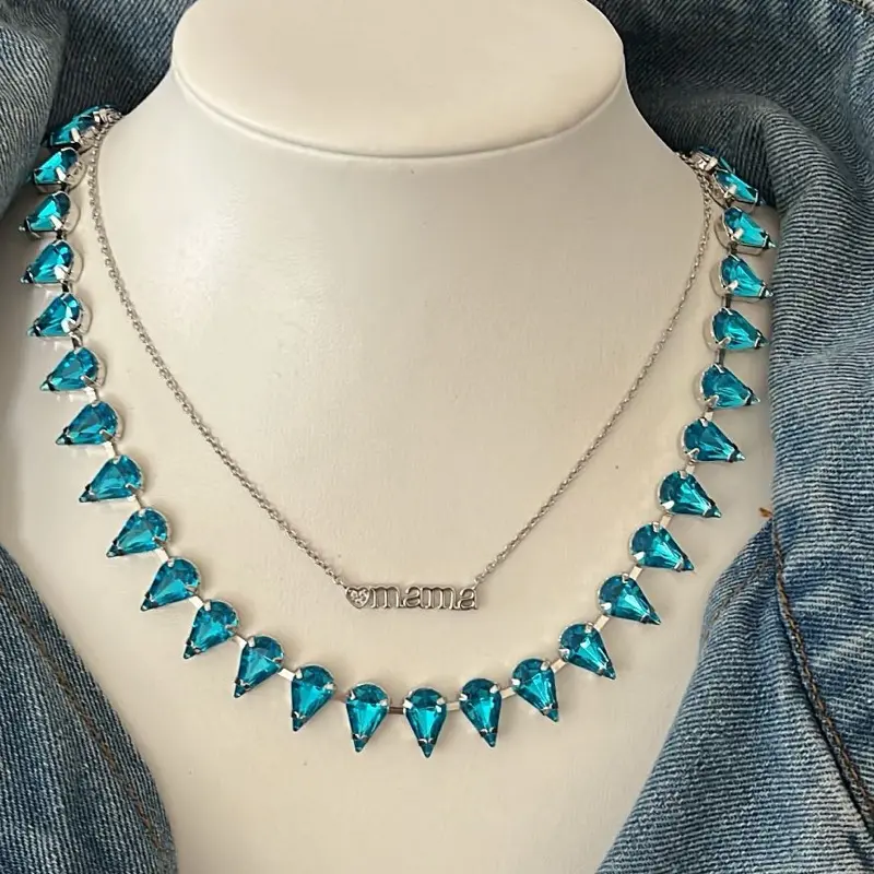 Shiloh Jewel Necklace for Women, Casual Silver-Toned Beaded Necklace in Teal with Candy Vibes - Warning: Choking Hazard Small Parts, Jewel Candy Vibes, Female