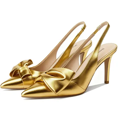 Women's Black-St Classy Elevated Velvet Bowknot Sandals - Pointed Toe, Elasticated Strap, 3.3" High Heels, Slingback Rubber Polyurethane Evening Dress Footwear