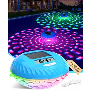 LuxBlue 2026 Solar Digital Pool Thermometer with Dynamic Lighting Effects, Floating Pool Temperature Thermometer- Large Screen for Easy Read, IP68 Waterproof Pools Temperature Gauge for Spa & Hot Tub